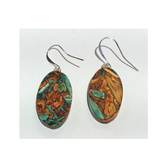 Jewelry Handmade Tumbleweed Earrings Oval In Orangeturquoise Poshmark